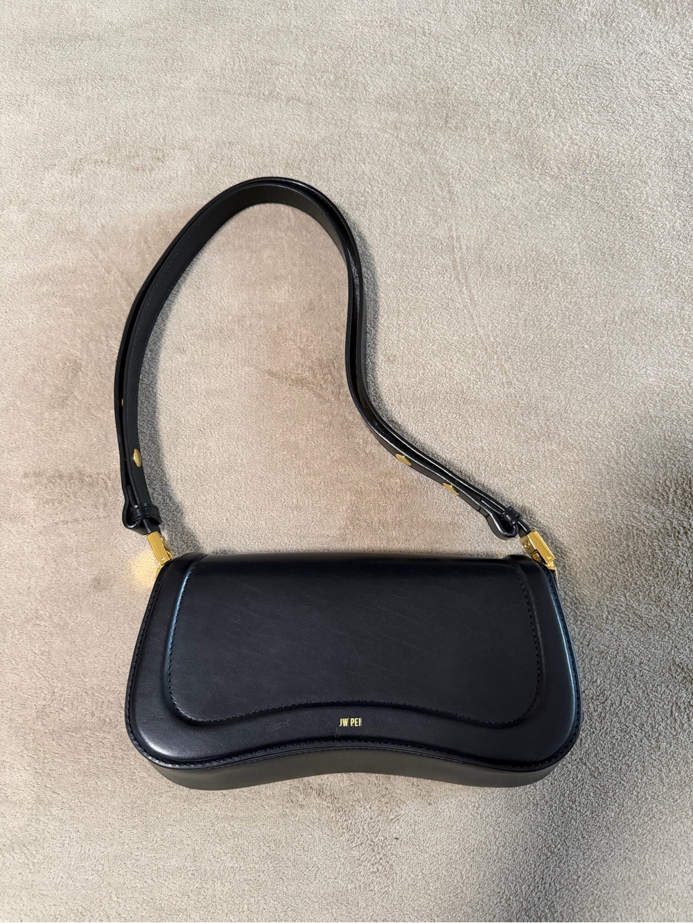 JW PEI Black Shoulder Bag with Gold Hardware